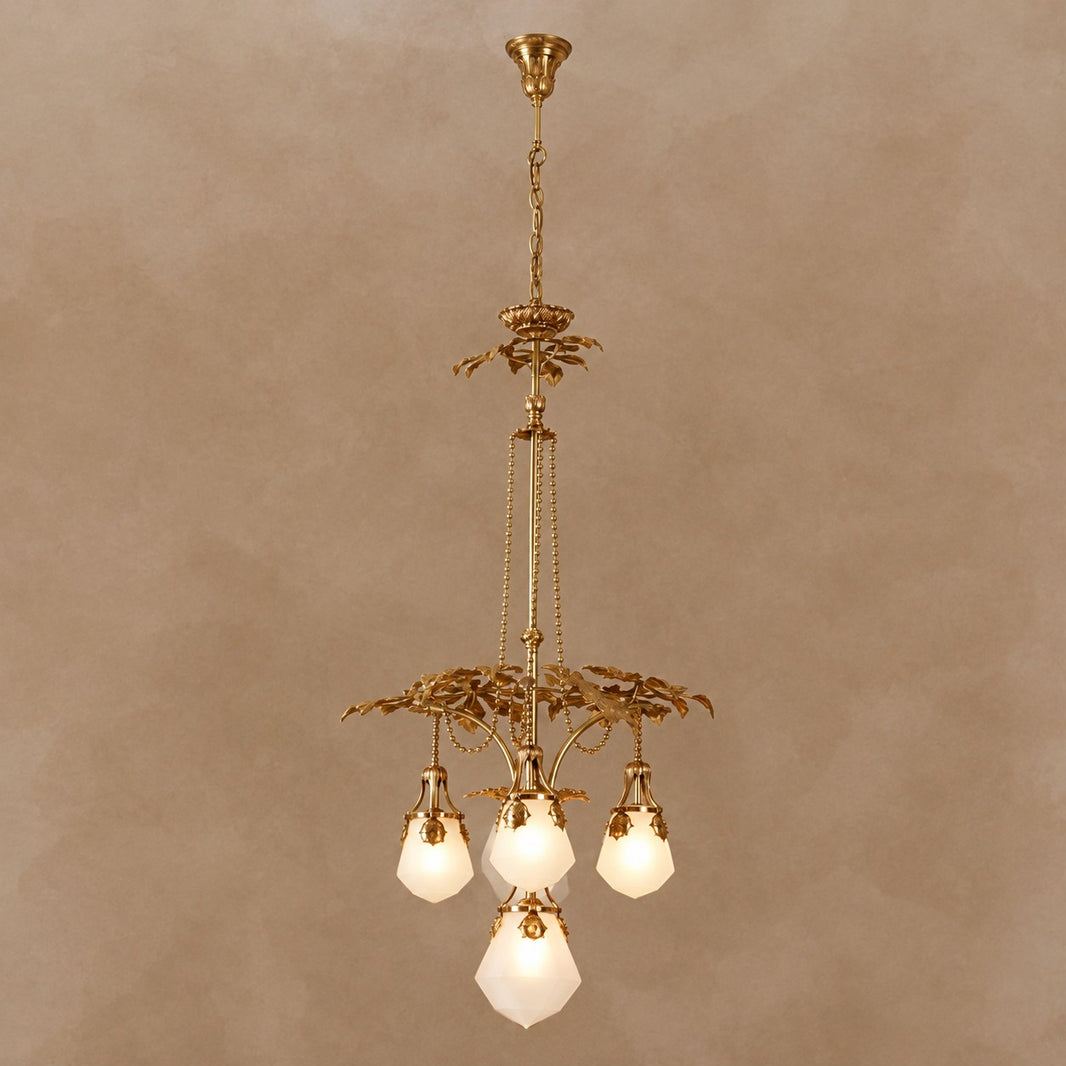 Brass Leaves Fruit-inspired Glass Chandelier