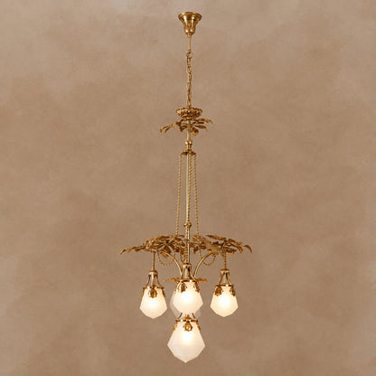 Brass Leaves Fruit-inspired Glass Chandelier
