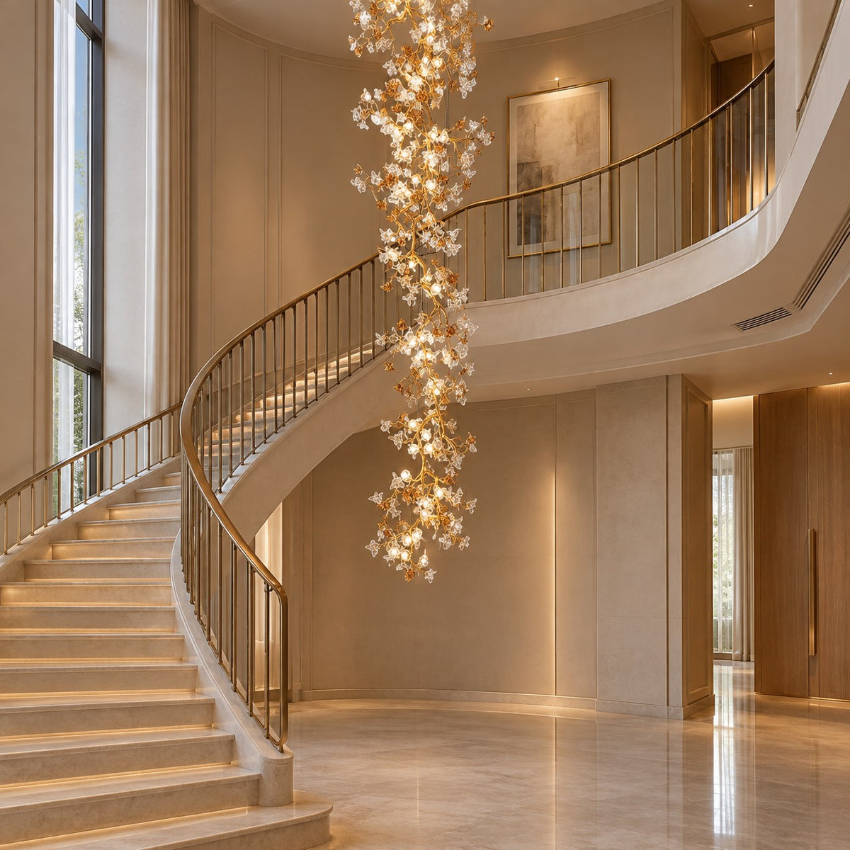 Brass Maple Branch Chandelier 31.5" 39.4"