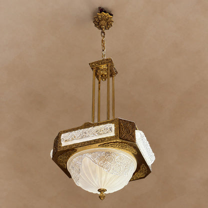 Byzantine Style Carved Glass Chandelier