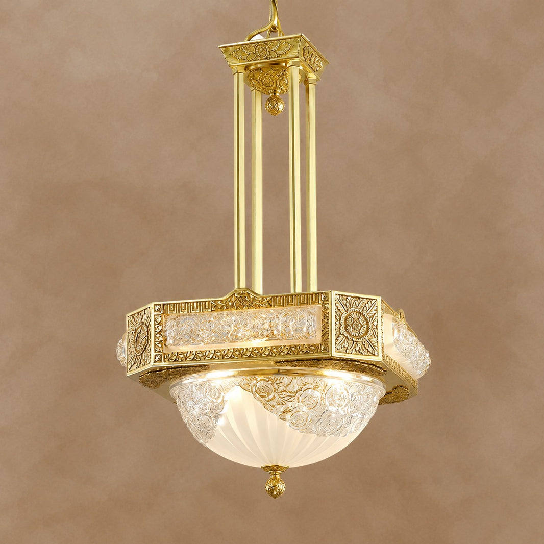 Byzantine Style Carved Glass Chandelier
