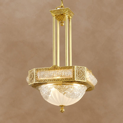 Byzantine Style Carved Glass Chandelier