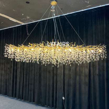 French Style Crystal Leaves Branch Chandelier