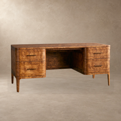 Happyarcadian Mappa Burl Wood Curved Workspace Table