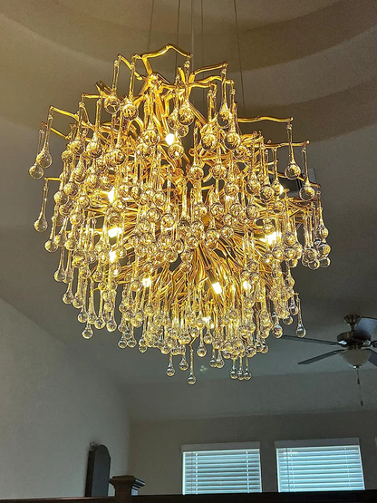 Stunning Tree Branch Crystal Chandelier with Clear Teardrop-shaped for Living/Dining Room
