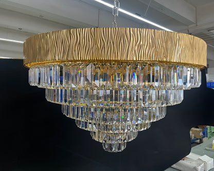 Modern Gold Round/Oval Light Luxury Ceiling Crystal Chandelier Set for Living Room/Dining Room