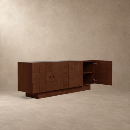 Geometric Fluted Plinth Wood Storage Console
