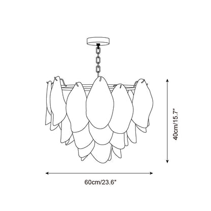 Caia Murano Glass Chandelier for Living Room - L 100cm x H 34cm / ∅ 39.3″ x H 13.3″Pink & WhiteBlushlighting