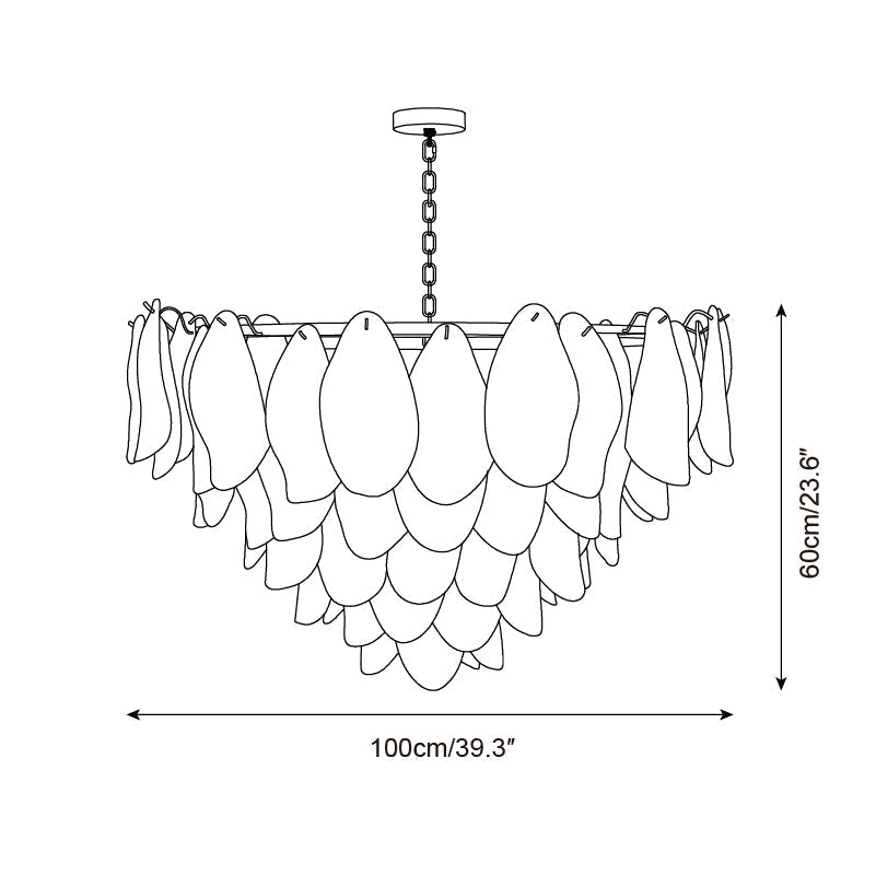 Caia Murano Glass Chandelier for Living Room - L 100cm x H 34cm / ∅ 39.3″ x H 13.3″Pink & WhiteBlushlighting