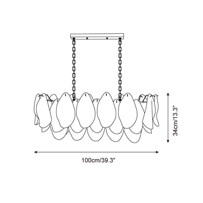 Caia Murano Glass Chandelier for Living Room - L 100cm x H 34cm / ∅ 39.3″ x H 13.3″WhiteBlushlighting