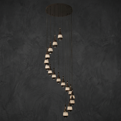 Alabaster Pendant Chandelier in a dining room