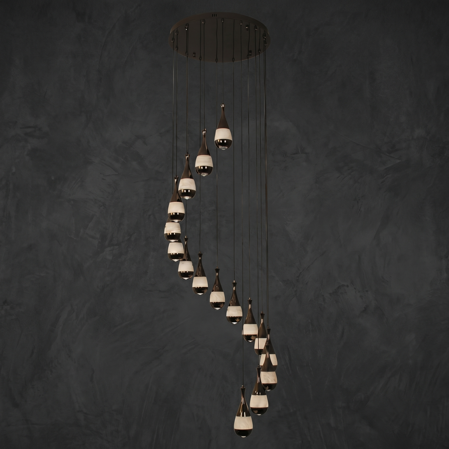 Alabaster Pendant Chandelier in a dining room