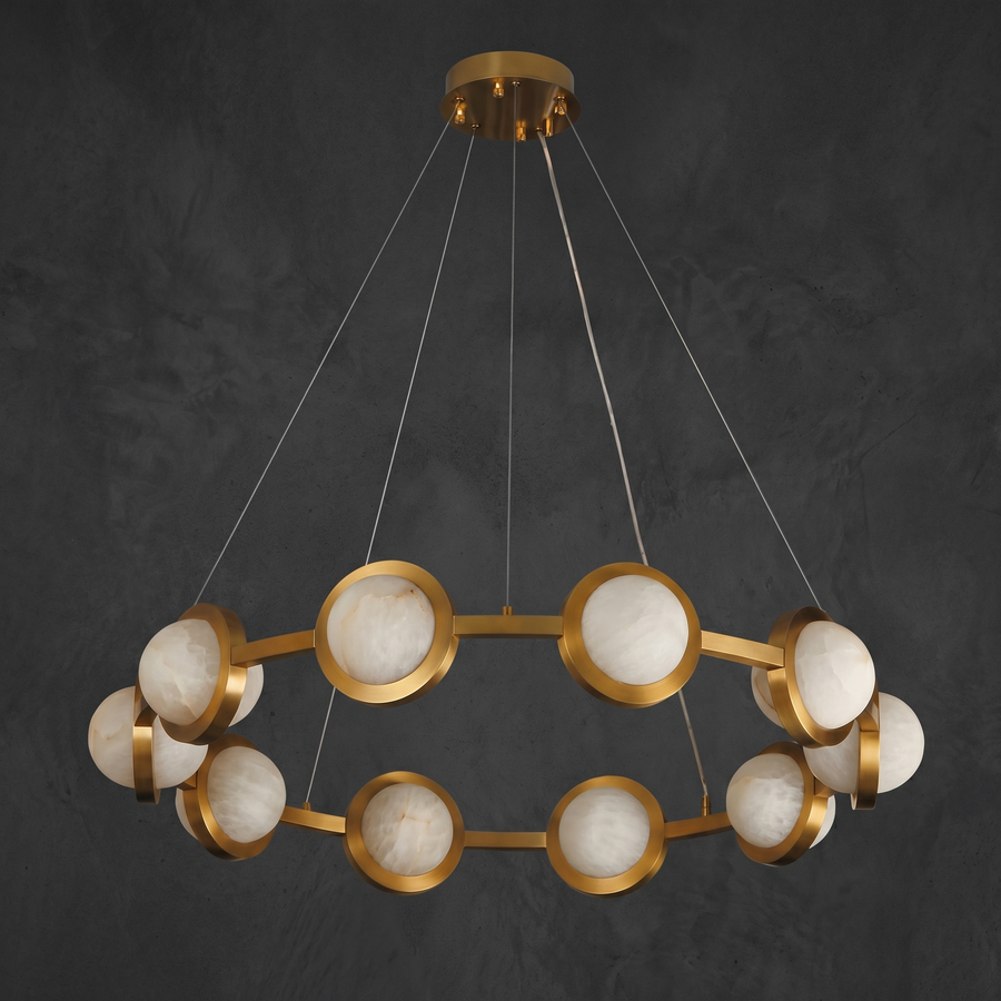 Alabaster Ring Chandelier in a dining room