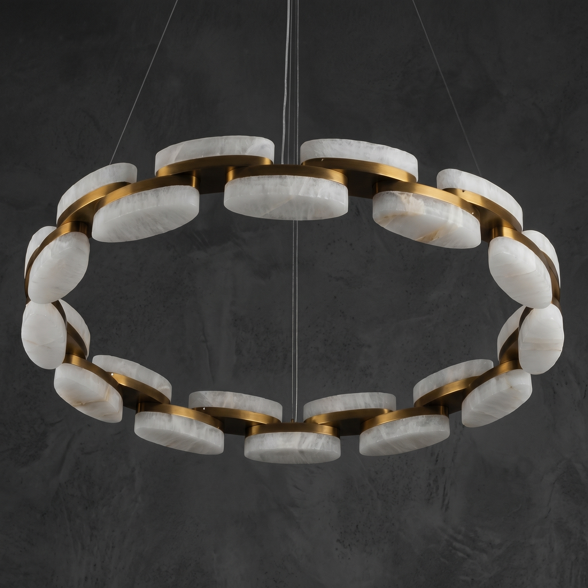 Alabaster Round Chandelier in a dining room