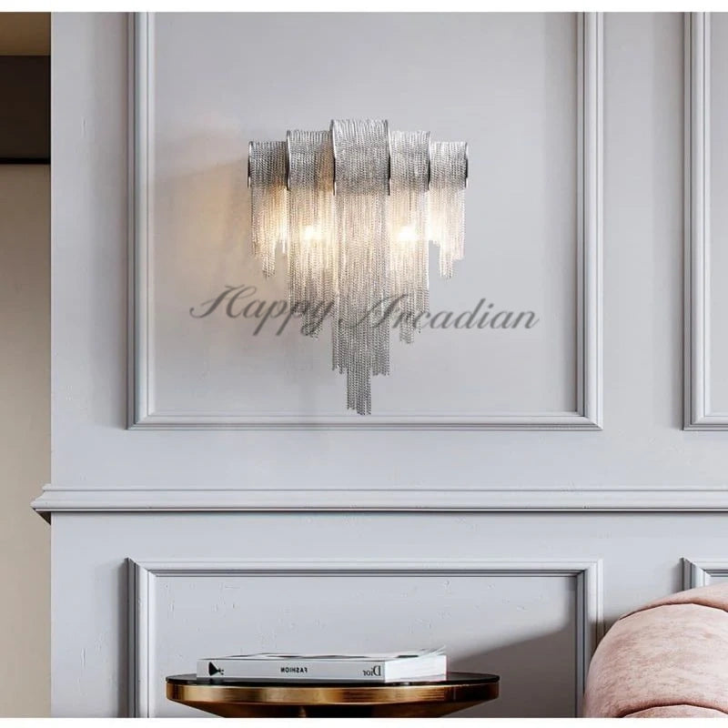 HA Alisa Plated Aluminum Tassel Wall Sconce