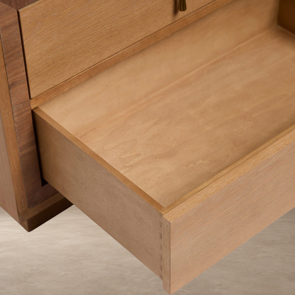 Happyarcadian Two-Drawer Oak Bedside Table