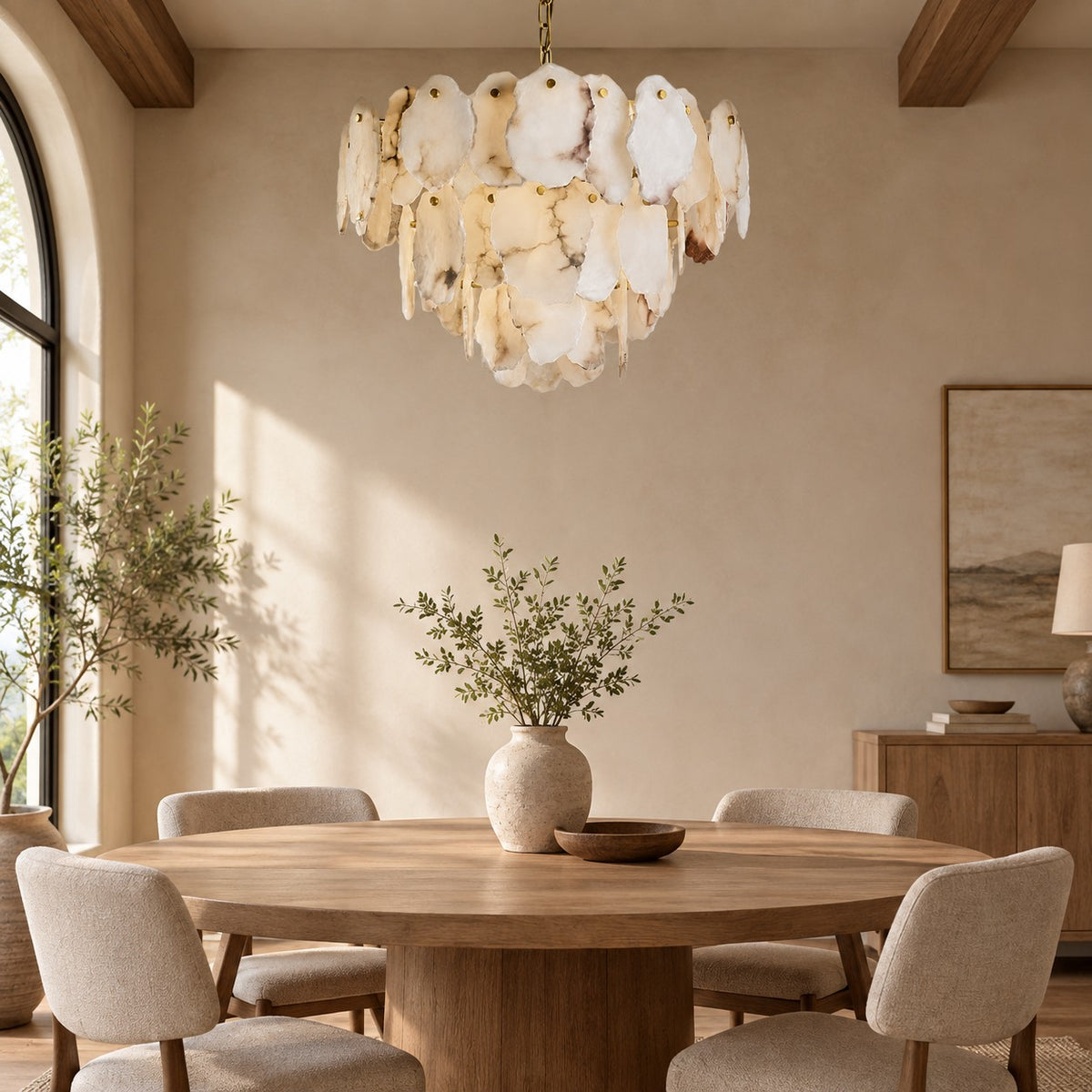 Celestara Spanish Alabaster French Art Deco Chandelier 17.7" 23.6" 31.5"