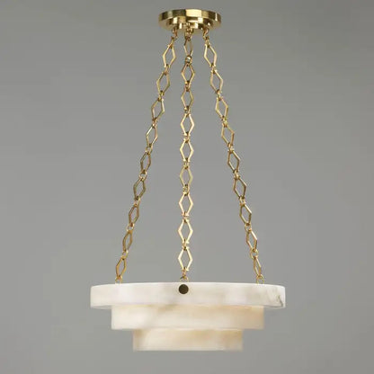 Art Deco Alabaster Chandelier - Brass Finish