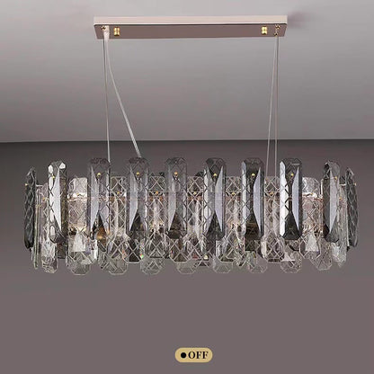 Modern Smoky Gray Crystal Chandelier Gleamy Light Fixture for Living/Dining Room/ Bedroom/ Home Office