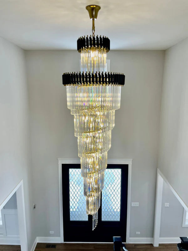 Classic Large Multi-layered Spiral Crystal Chandelier for Foyer/ Staircase