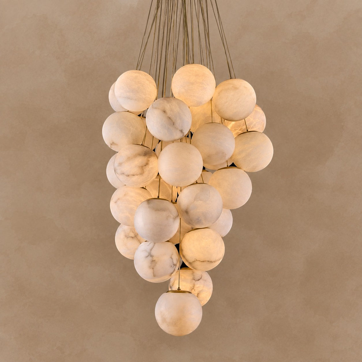 Cluster Alabaster Globe Chandelier 12.9"-39.4"