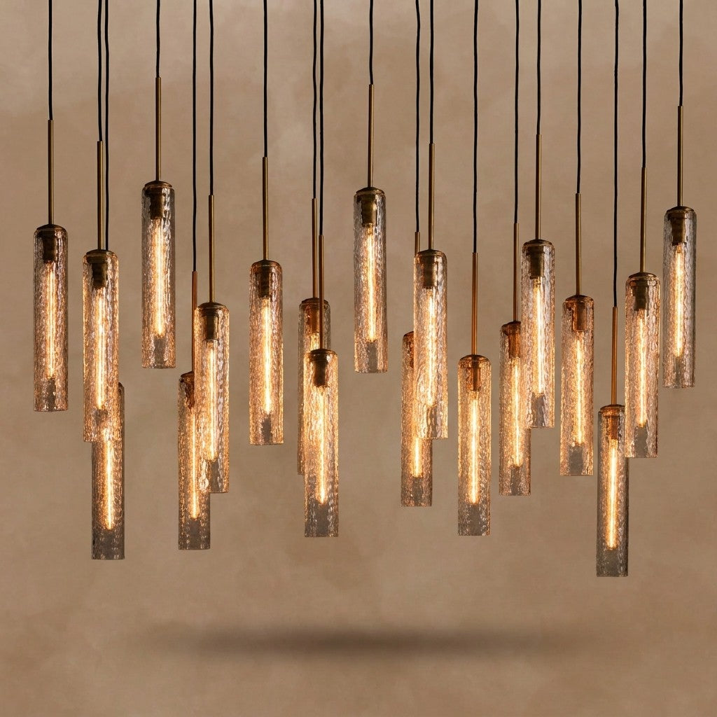 Colleena Linear Hammered Glass Chandelier