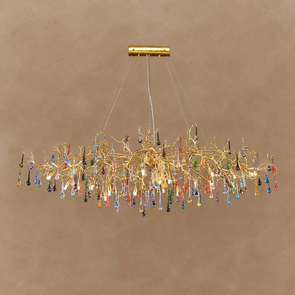 Colorful Raindrop Brass Branch Chandelier 39.4" 49.2" 59.1"