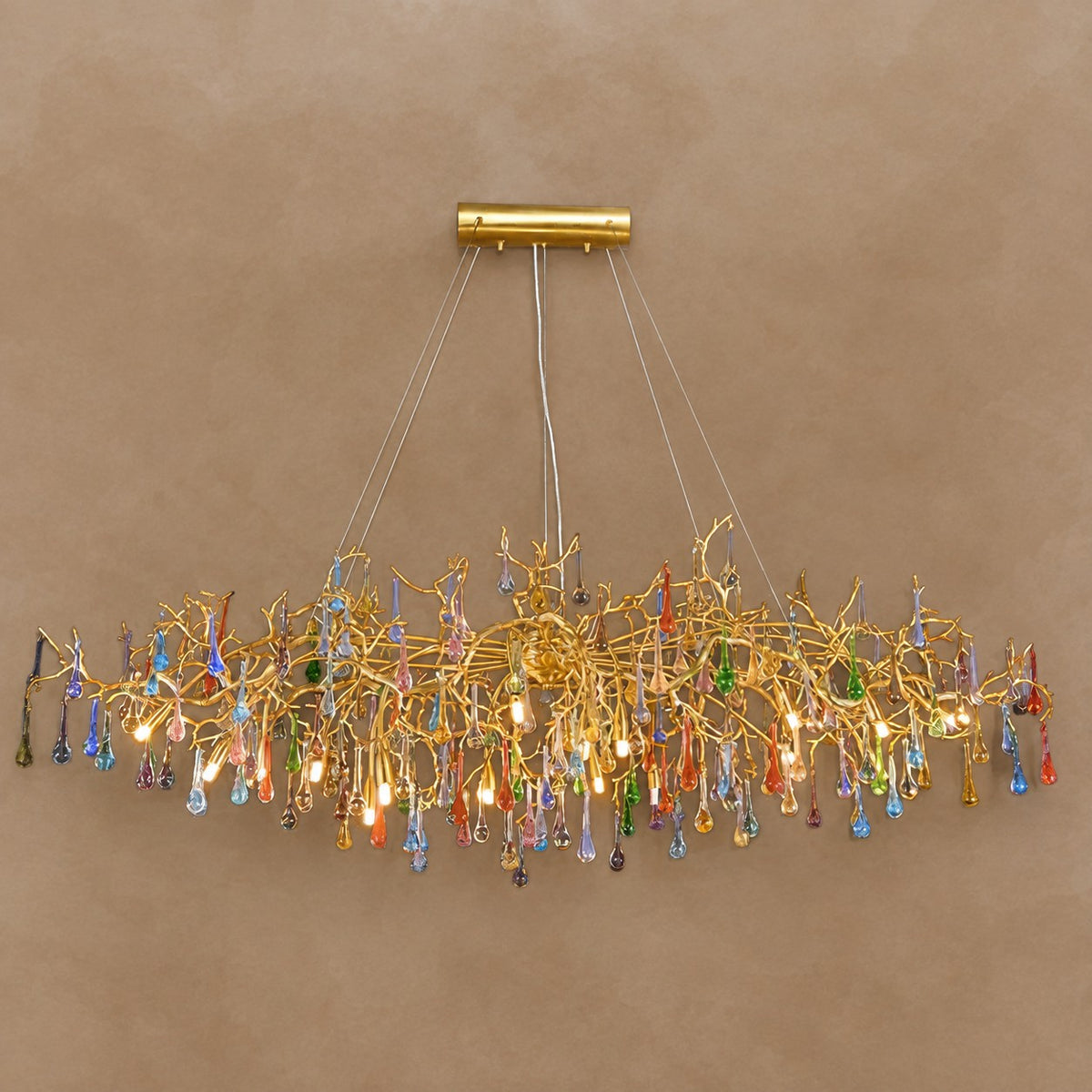 Colorful Raindrop Brass Branch Chandelier 39.4" 49.2" 59.1"