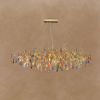 Colorful Raindrop Brass Branch Chandelier 39.4" 49.2" 59.1"