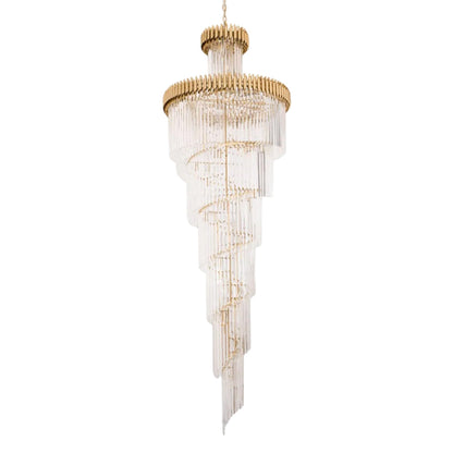 Crystal Spiral Chandelier – Gold Finish 39‑in Diameter