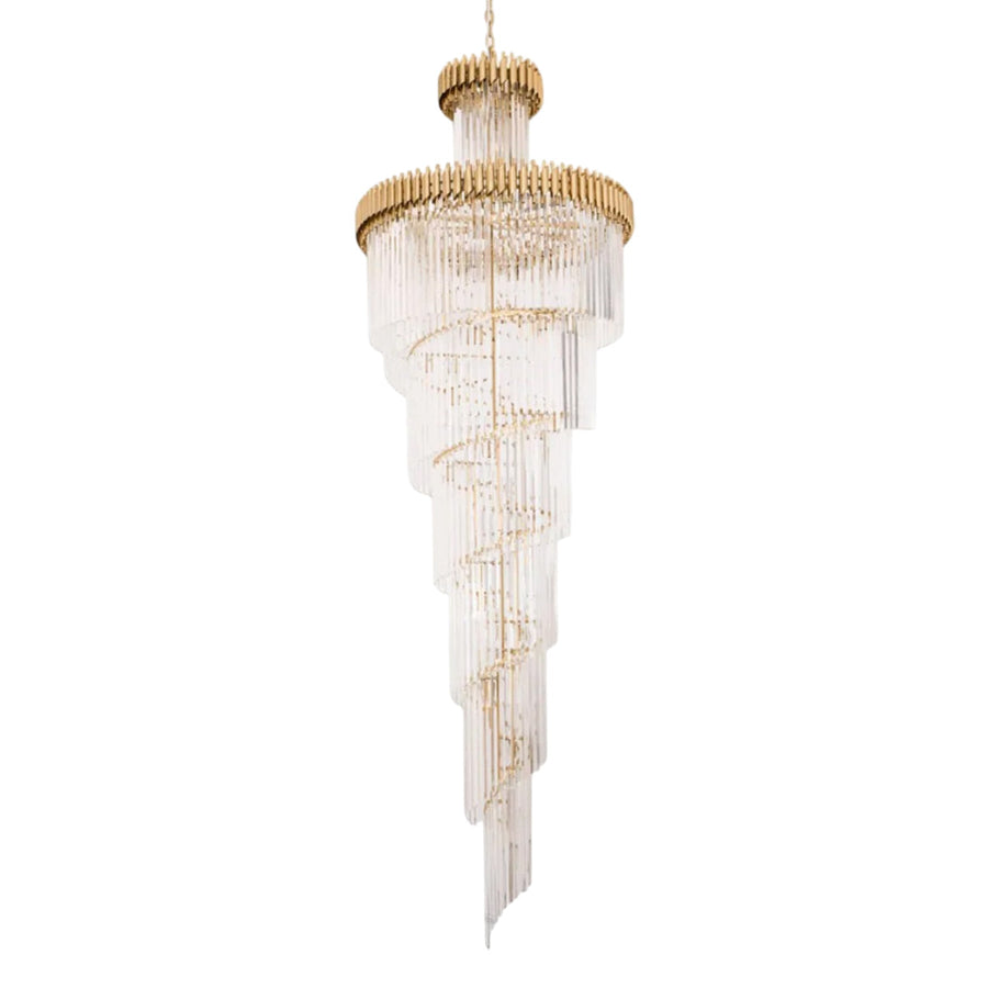 Crystal Spiral Chandelier – Gold Finish 39‑in Diameter