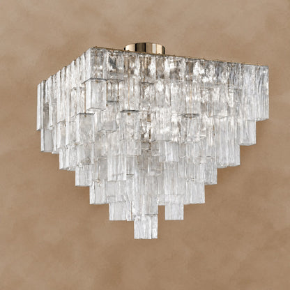 Crystara Art Deco Glass Flush Mount Chandelier