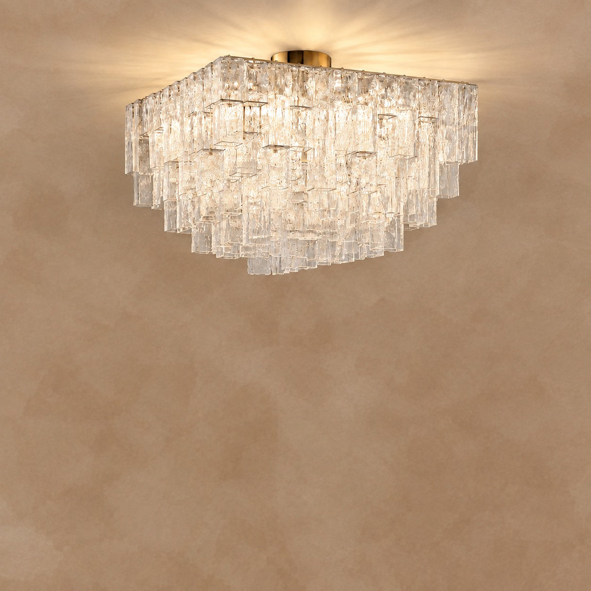 Crystara Art Deco Glass Flush Mount Chandelier