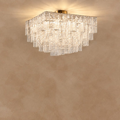 Crystara Art Deco Glass Flush Mount Chandelier