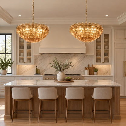 Cyra Hand Blown Tier Glass Large Murano Chandelier