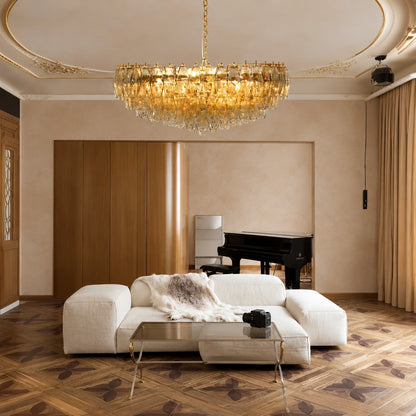 Cyra Hand Blown Tier Glass Large Murano Chandelier