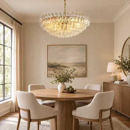 Cyra Hand Blown Tier Glass Large Murano Chandelier