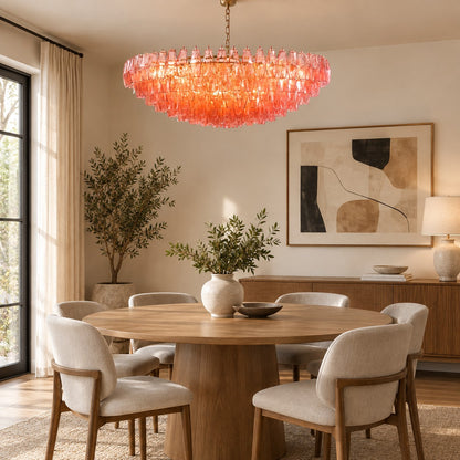 Cyra Hand Blown Tier Glass Large Murano Chandelier