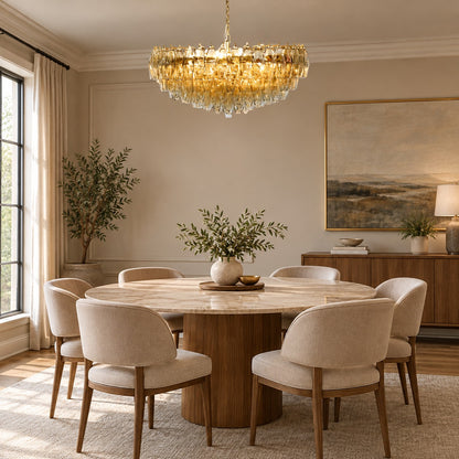 Cyra Hand Blown Tier Glass Large Murano Chandelier