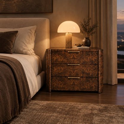 Sculptural Burl Wood Bedside Table