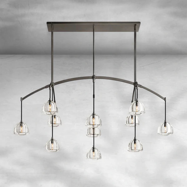 Hemispheae Modern Glass Linear Chandelier 54" 72"