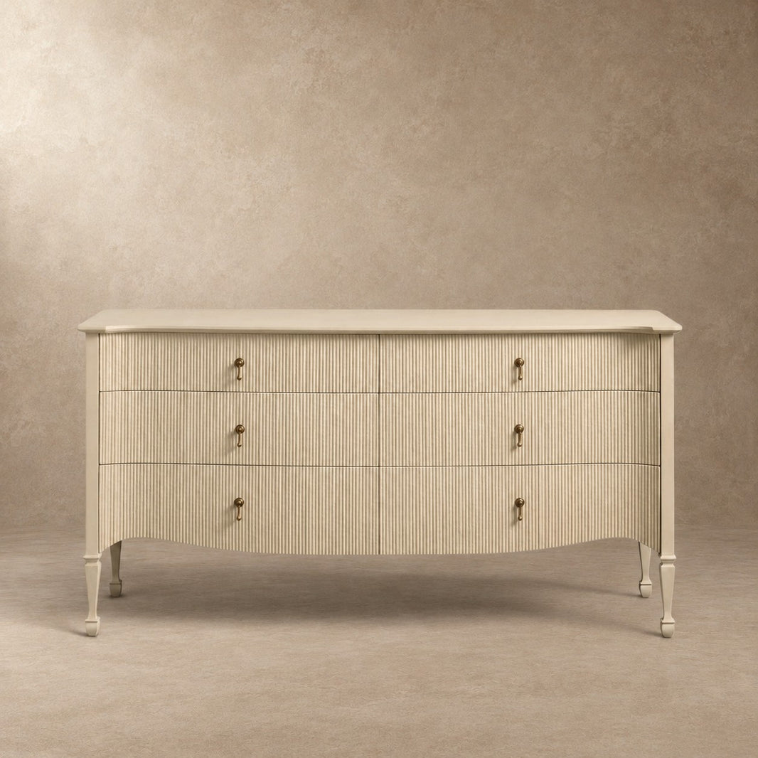 Happyarcadian Sculpted Reeded Bedroom Storage Chest