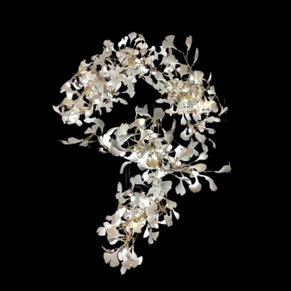 Ginkgo Leaf Flower Ceramics Chandelier For Foyer / Staircase /Hallway