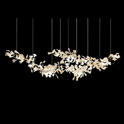 Extra Large Ceramics Twig White Ginkgo Chandelier Iron Tree Branch for Living/ Dining Room