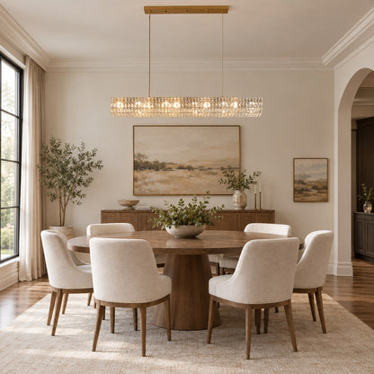 Decorative Rectangle Cube Crystal Pendant Chandelier For Dining Room Luxury Hanging Light Fixture In Gold Finish