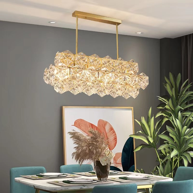 chandelier,chandeliers,brass,crystal,pendant,long table,dining table,big table,rectangle,gold
