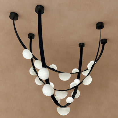 Dew Drops Alabaster LED Chandelier – Black White Warm Light