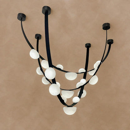 Dew Drops Alabaster LED Chandelier – Black White Warm Light