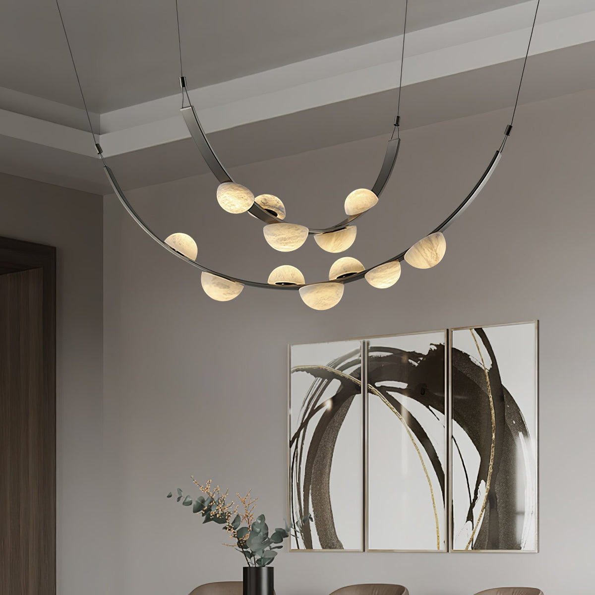 Dew Drops Alabaster LED Chandelier – Black White Warm Light