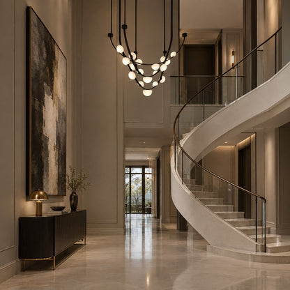 Dew Drops Alabaster LED Chandelier – Black White Warm Light